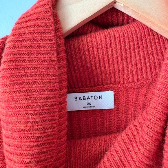 Aritzia Babaton Guell Luxe Cashmere Slouchy Turtleneck Crop Sweater Red Size XS - Picture 6 of 7